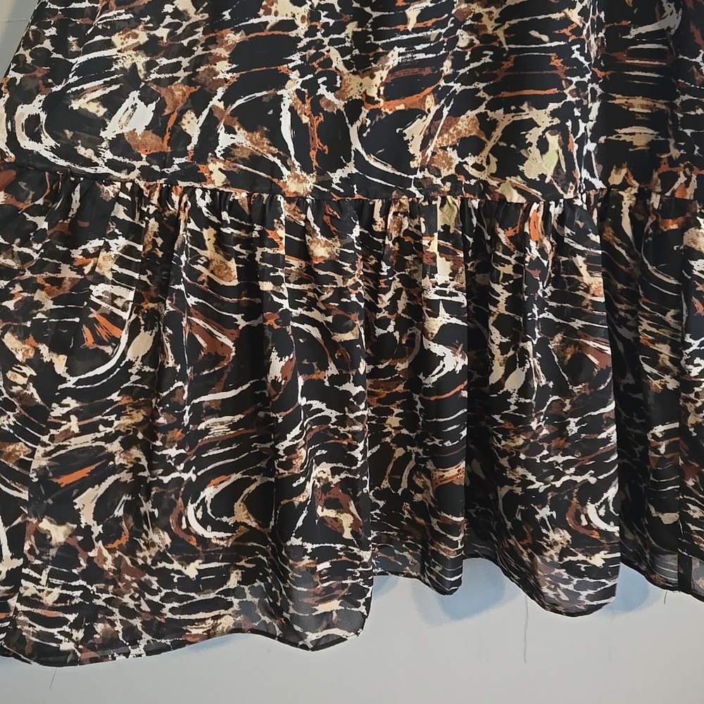 Steve Madden Anna Sleeveless Chiffon Ruffle Dress W/ Animal Print, Medium - Picture 3 of 7